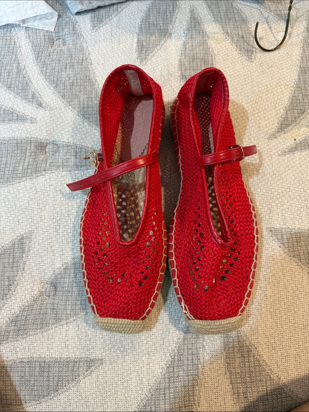 J.Crew Women's Red Crochet Mary Jane Flats - Size 8.5 - Brand New